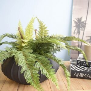 Arranjo Artificial de Samambaia Luxo no Vaso Hanazaki Preto