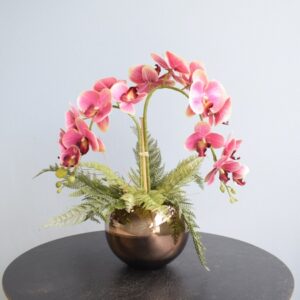 Arranjo Artificial Orquídeas Rosa no Vaso Bronze Médio | Distribuidor Das Flores
