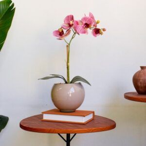 Arranjo de Flor Orquídea Artificial Rosa no Vaso Fendi | Distribuidor Das Flores