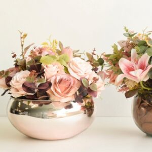Arranjo de Flores Rosas Artificiais no Vaso Rose Gold | Distribuidor Das Flores