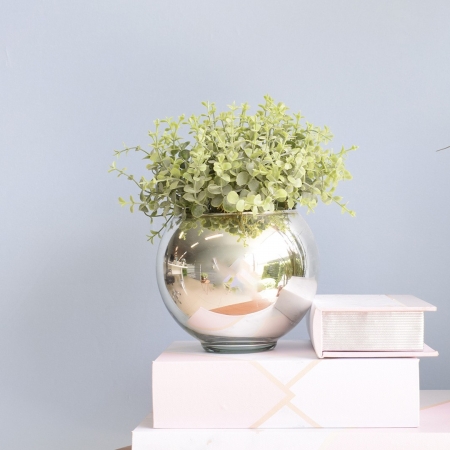 Arranjo de Folhagem Artificial no Vaso Prateado | Distribuidor Das Flores