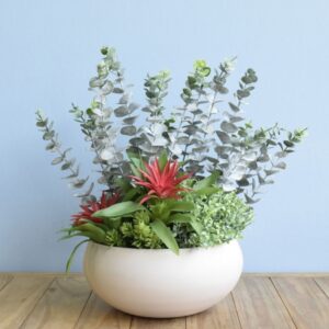 Arranjo de Folhagens Artificiais no Vaso Off-white |Distribuidor Das Flores