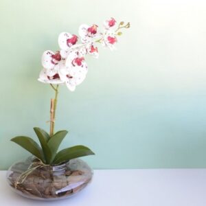 Arranjo de Orquídea Artificial Tigre no Vaso Vidro | Distribuidor Das Flores