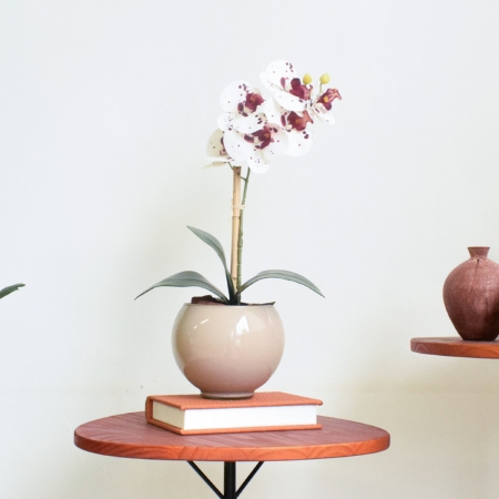 Arranjo de Orquídea Artificial Tigre Toque Real no Vaso de Vidro Fendi | Distribuidor Das Flores