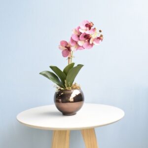 Arranjo de Orquídea Rosa 3d no Vaso Bronze P | Distribuidor Das Flores