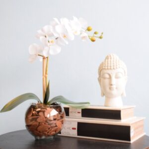 Arranjo Orquídea Artificial Branca no Vaso de Vidro P | Distribuidor Das Flores