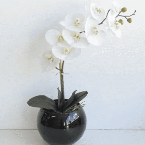 Arranjo Orquídea Artificial Branca no Vaso M Preto | Distribuidor Das Flores