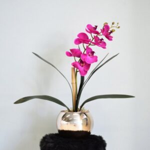 Arranjo Orquídea Artificial Pink no Vaso Rose Gold M | Distribuidor Das Flores