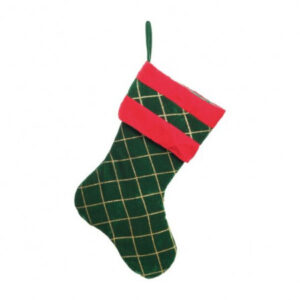 Bota de Natal em Veludo com Listras Verde e Ouro 15x50cm | Natal Encantado Distribuidor Das Flores