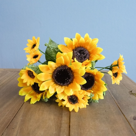 Buquê de Flor Artificial Girassol Amarelo 30cm | Distribuidor Das Flores