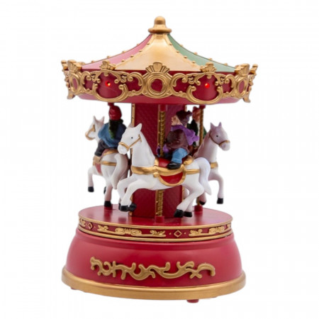Carrossel Decorativo com LED, Movimento e Música Colorido 19cm | Natal Encantado Distribuidor Das Flores