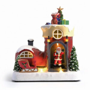 Cenário de Bota de Noel com LED, Som e Movimento Colorido 24cm | Natal Encantado Distribuidor Das Flores