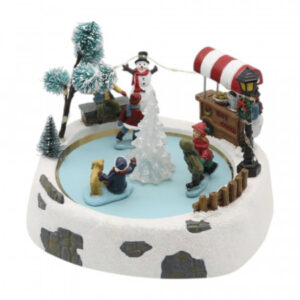 Cenário de Parque de Esqui com LED e Movimento Colorido 15cm | Natal Encantado Distribuidor Das Flores