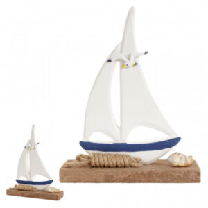 Enfeite de Natal Barco Branco e Azul 18x14cm | Natal Encantado Distribuidor Das Flores