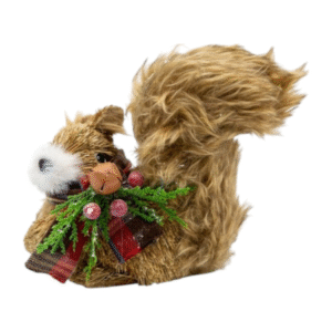 Esquilo Decorativo Natalino Marrom/Vermelho 15 cm | Distribuidor Das Flores