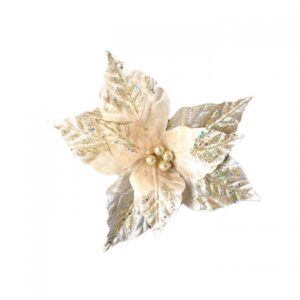 Flor Artificial de Natal Rose com Brilho Dourado | Distribuidor Das Flores