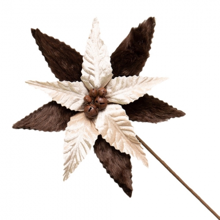 Flor de Natal de Pelúcia Champagne 50cm | Natal Distribuidor Das Flores