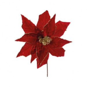 Flor de Poinsétia Decorativa com Glitter Vermelha e Dourada | Natal Encantado Distribuidor Das Flores
