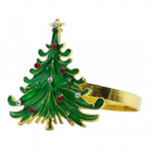 Jogo com 4 Porta-Guardanapos de Árvore de Natal Verde 3cm | Natal Encantado Distribuidor Das Flores