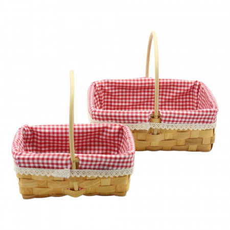 Kit com 2 Cestas Retangulares Decorativas Rosé 31cm | Natal Encantado Distribuidor Das Flores