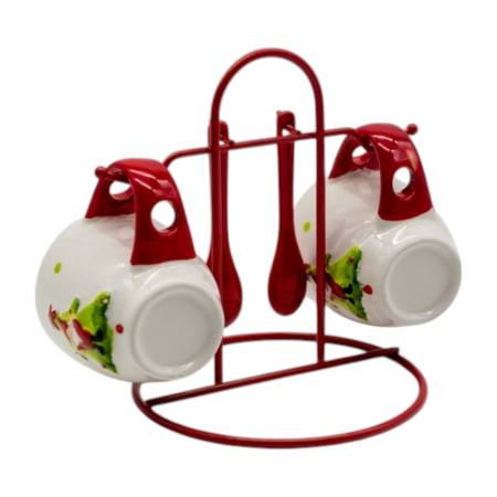 Kit Xícaras Decorativas com Suporte 9 cm | Jogo com 2 | Distribuidor Das Flores