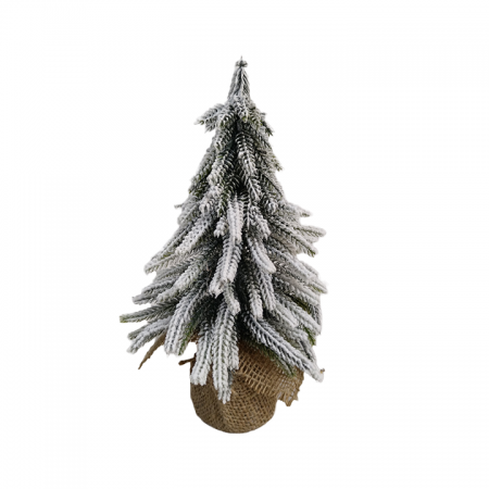 Mini Árvore de Natal Pinheiro Nevado com Base de Juta 27cm | Natal Encantado Distribuidor Das Flores