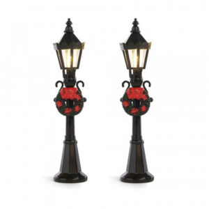 Mini Postes Decorativos com Guirlanda e LED Preto 12cm (Jogo com 2 Peças) | Natal Encantado Distribuidor Das Flores