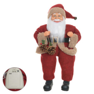 Papai Noel Natalino Sentado com LED 40 cm (Vermelho e Marrom) | Natal Encantado Distribuidor Das Flores