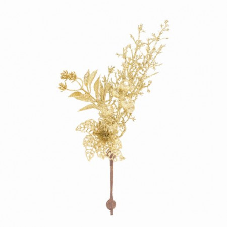 Pick Decorativo com Flores e Frutas e Glitter Dourado 30cm | Natal Encantado Distribuidor Das Flores