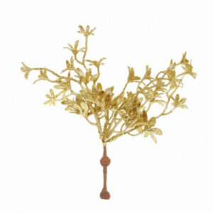 Pick Decorativo com Folhas e Glitter Dourado | Natal Encantado Distribuidor Das Flores