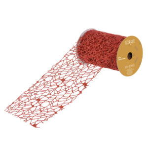 Tela Recortada com Glitter Vermelho | 11,5cm xT 9,14m | Para Laços e Decorações Natalinas