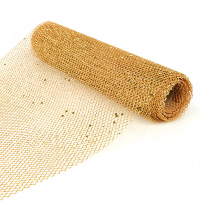 Tela com Glitter Ouro 25cm x 4,5m | Natal Encantado Distribuidor Das Flores