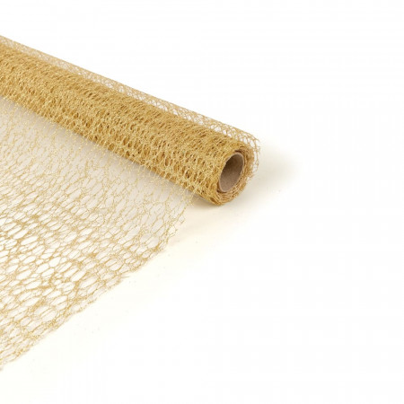 Tela com Glitter Ouro 50cm x 4,5m | Natal Encantado Distribuidor Das Flores