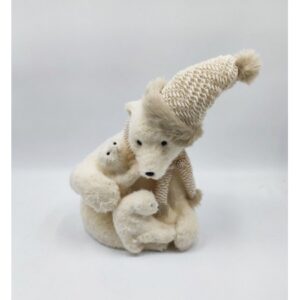 Urso Polar com 2 Filhotes 45cm Creme Off-white | Natal Encantado